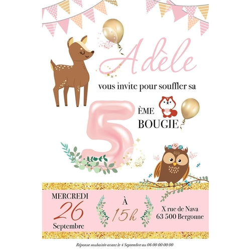 Faire Part Anniversaire Pour Fille Dans Les Tons De Roses Avec Un Univ Omade