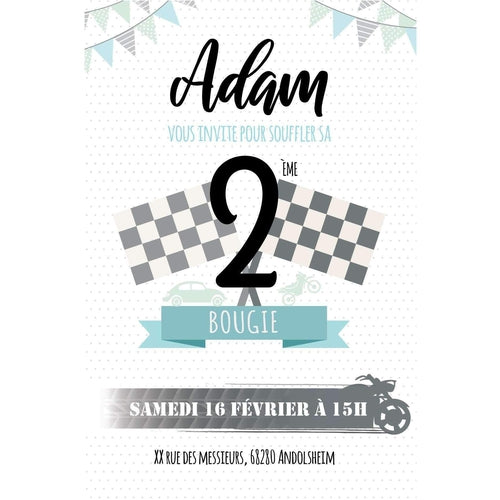 Invitation Anniversaire Garcon Moto Et Voiture Omade