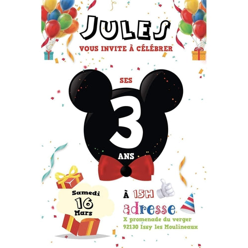 Invitation Mickey Personnalisee Pour Un Anniversaire De Petit Garcon F Omade