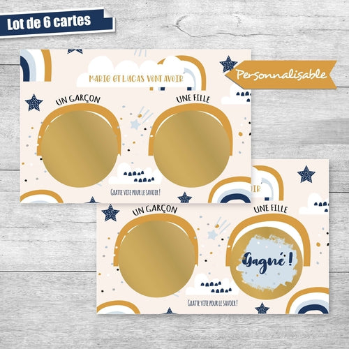 6 Cartes A Gratter Sexe De Bebe Collection Arc En Ciel Omade