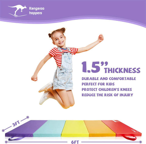 Home Floor Rainbow Gymnastics Tumbling Mat for Kids 5-Panel Folding Exercise Mat for Sale