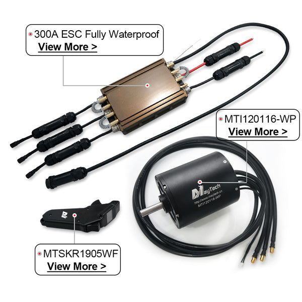 Maytech Fully Waterproof Esurf/Boat Kit MTI120116-100-WP+MTSF300A-OPTO-WP+MTSKR1905WF