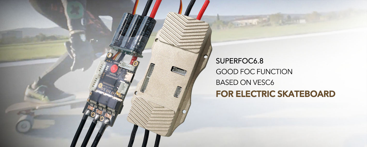maytech electric speed controller SUPERFOC6.8 50A VESC6.0 based controller dual vesc super ESC for electric skateboard OEM skateboard, eboard, electric skateboard propulsion configuration, motorcycle, torqueboards, heat pump control board, advanced electric skateboard , 100% Eco-Friendly, Wireless Control, Rapid Charging, All Terrain, direct drive electric skateboard , speed boards, cruiser board, hybrid board, electric skateboarding , electric skate, hybrid skateboarding, commercial belt driven boards, wood skateboard, Synthetic, compound, belt-driven motor skateboard, hub motor drived skateboard,  Hill climb skateboard, powerful skateboard, Electric motorcycle, parking system,  ROV, printing device, drone, multi-copter,  multi-rotor, helicopter, airplace, rc fight, rc airplane, rc drone, rc car, motorcross bike Giant robot, Giant Mech Battle, robotic combat and competition, robotic competition, competition robotics,  Robots fight, Robots fighting, Robotic Combat Competition, Robot battles, Combat robotics, Robot weapon,  110kg Weight class, 15kg Weight class, radio control,  Robotics combat,  DIY Robotic Kits, Fighting Robot Kits, Robot Kits, Lightweight Combat Robot Kit, Battlekit, Mini-Sumo Robot Kit, Vertical Spinner robots, heavyweight Robot Wars fighting machine, battle robot kit, rc robot battle, robot war, heavyweight robots, featherweight robots,
