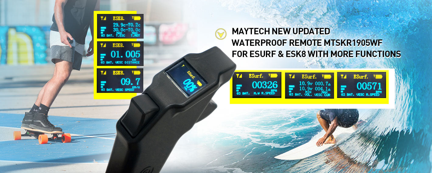 Maytech MTSKR1905WF V2 IP67 Waterproof Remote Control 2.4GHz wireless hand remote compatible with VESC for Esk8 Esurf Efoil Hydrofoil RC Boat