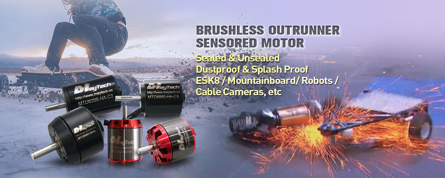 Open Cover and Sealed Closed Cover Versions  5055/5065/6355/6365/6374/6396/6880/8085 Belt-driven Sensored Motor with 6mm Shaft, 8mm Shaft, 10mm Shaft, 12mm Shaft, with keyway  70mm/90mm Brushless Hub Motor   New Design Powerful 11270 Outrunner Water-cooled Motor  Application: Electric Skateboard, Longboard, Mountainboard, City Skateboard, Street Skateboard, All Terrain Off-road Esk8, Fighting Robots, Walking Robots, Delivery Robots, Agricultural Robots, Monitering Robots, Underwater Robots, ROV, E-bike, E-scooter, MTB E-bike, Cble Camera, Fishing Boat, RC Boat, Go-cart, RC Airplane, RC Drone, Printing Device, Hydrological Monitering Device, etc.,