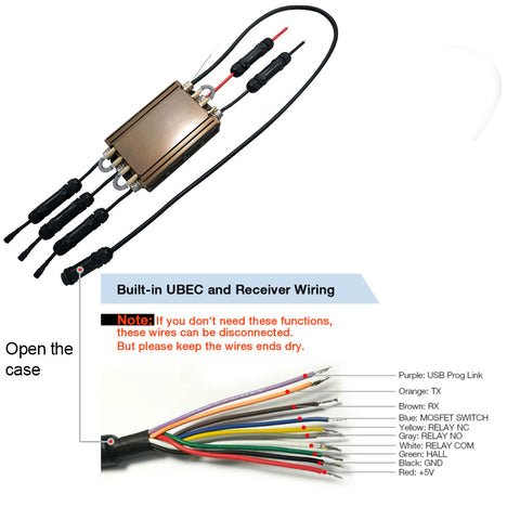 Maytech Fully Waterproof 300A ESC with Water Cooling Internal UBEC With Receiver Speed Controller for Esurf/RC Boat