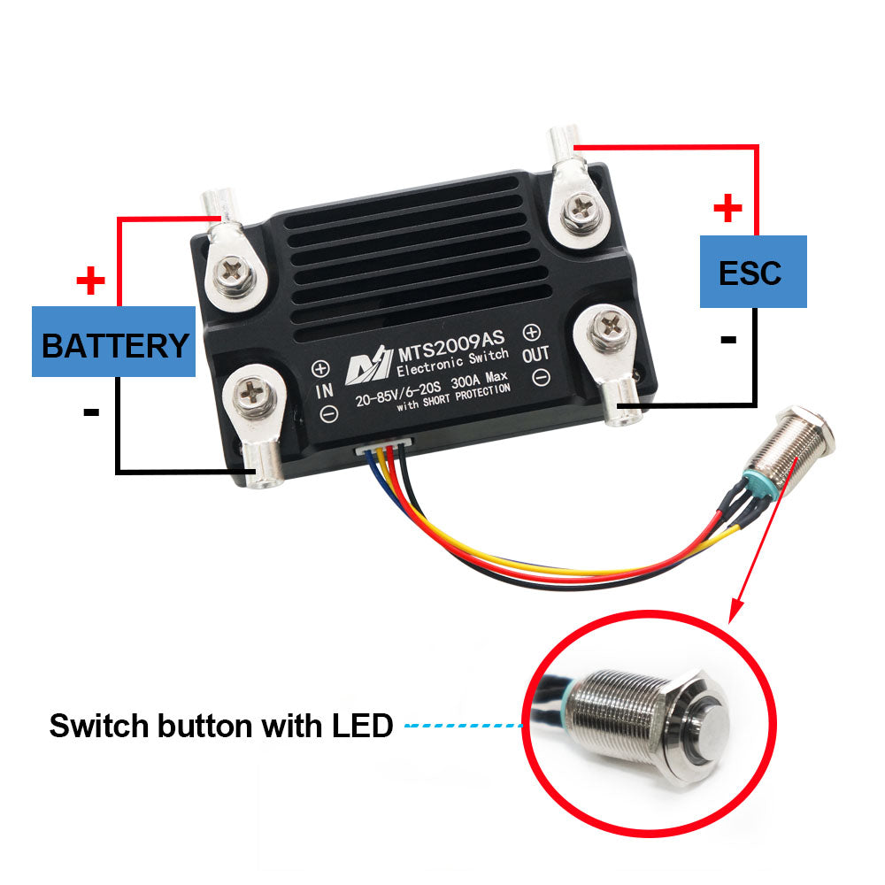 Maytech 300A electric switch protection for electric skateboard elimanite sparks when connection high current high power switch antispark switch on and off switch
