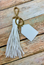 Monogram Faux Leather Tassel Keychain (Blank)