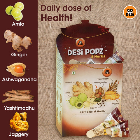 GO DESi 5 Herbs Pop - Sugar free Chyawanprash on a stick