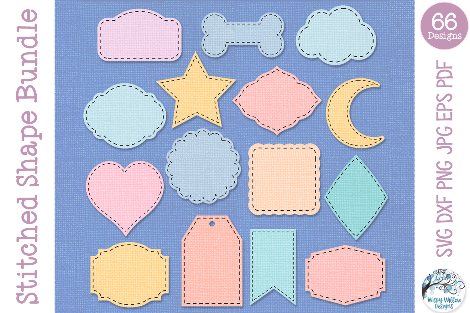 Stitched Shape SVG Bundle | Scrapbook Background Crafting Shapes