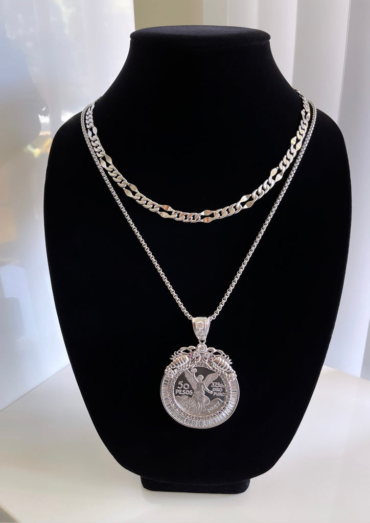 Rhodium Plated Scorpion Angel Coin Necklace