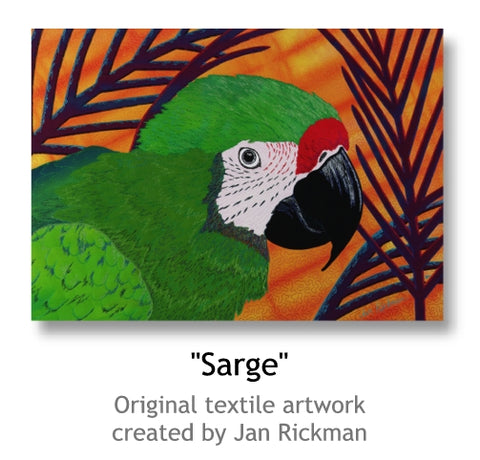 Sarge original fiber art by Jan Rickman