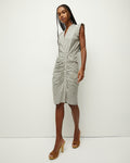 Asymmetric Ruched Poplin Shirt Dress by Veronica Beard