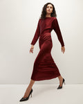 Bateau Neck Ruched Long Sleeves Evening Dress