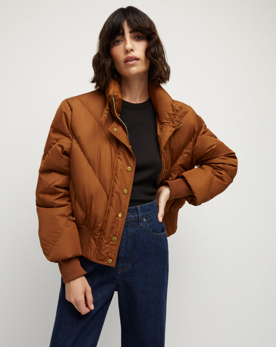 Veronica Beard Shanna Reversible Puffer | Black|Dark Ochre