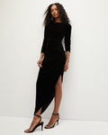 Sexy Velvet Long Sleeves Ruched Keyhole Dress