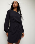 Long Sleeves Crepe Wrap Dress