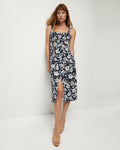 Tank Slit Floral Print Sweetheart Linen Dress