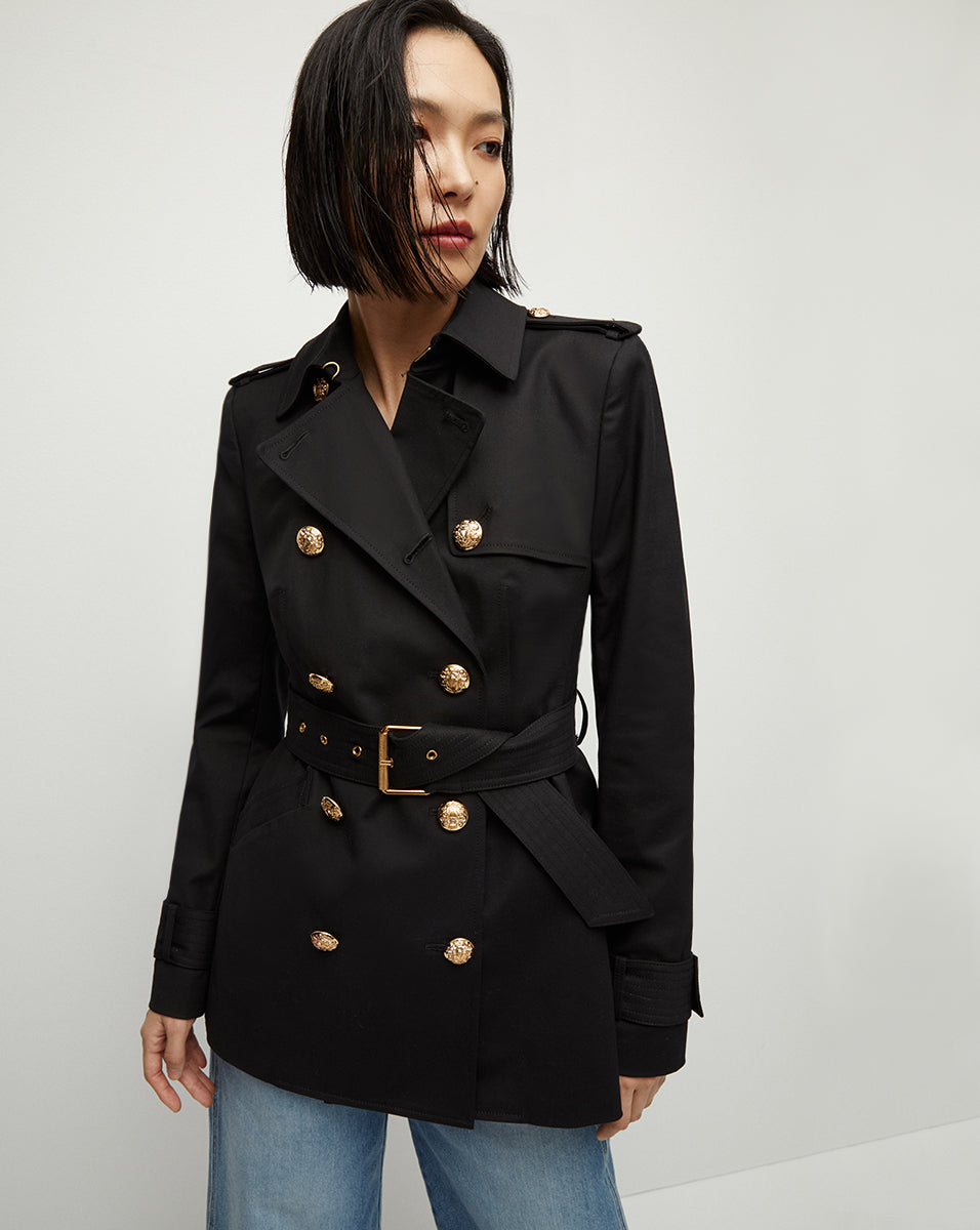Veronica Beard Angelique Dickey Cropped Trench Black