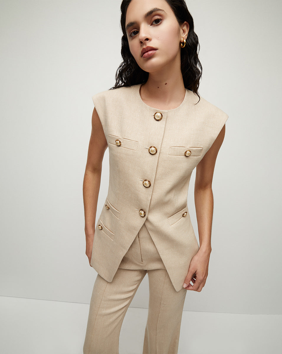 Veronica Beard Tamara Waistcoat In Neutral