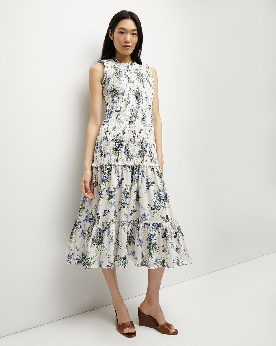 Shop Veronica Beard Verena Cotton Dress In Off-white Multi