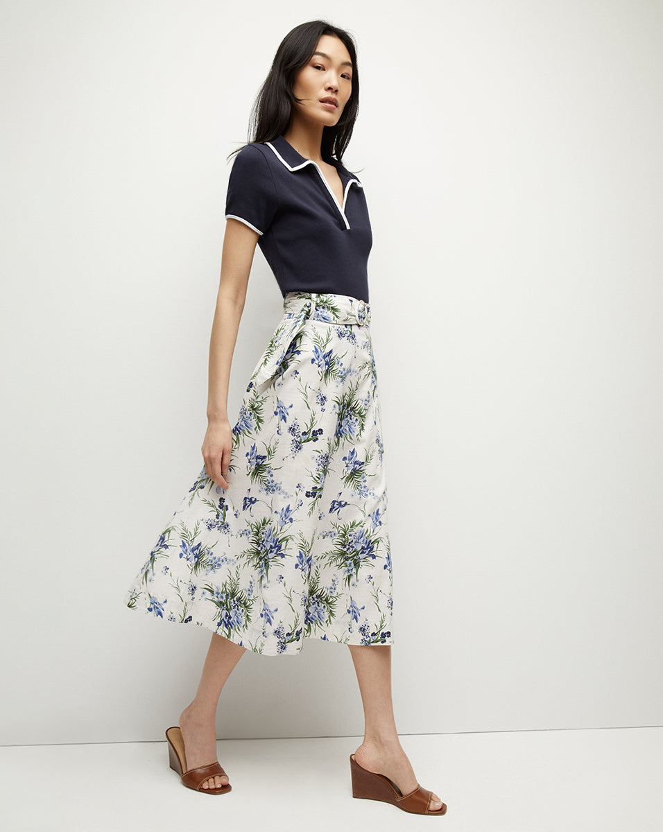 Shop Veronica Beard Arwen Cotton Skirt In Off-white Multi