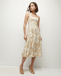 Swing-Skirt Linen Empire Waistline Halter Floral Print Dress
