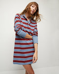 Striped Print Short Button Front Cotton Collared Shirt Loose Fit