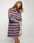 Collared Striped Print Button Front Cotton Short Shirt Loose Fit