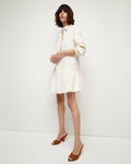 A-line Collared Long Sleeves Shirt Dress With Pearls
