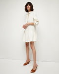 A-line Collared Long Sleeves Shirt Dress With Pearls