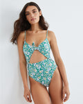 Aniston Floral striped Cutout One piece Swimsuit