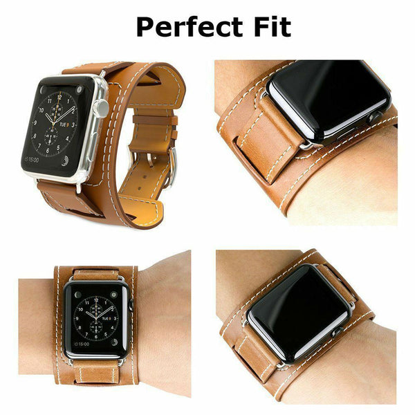 Apple Watch Band Genuine Leather Cuff Strap 38/40mm 42/44mm Series 1 2 3 4 5 6 selecttechselecttech 