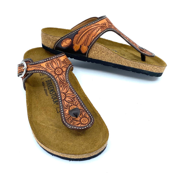 custom tooled leather birkenstocks