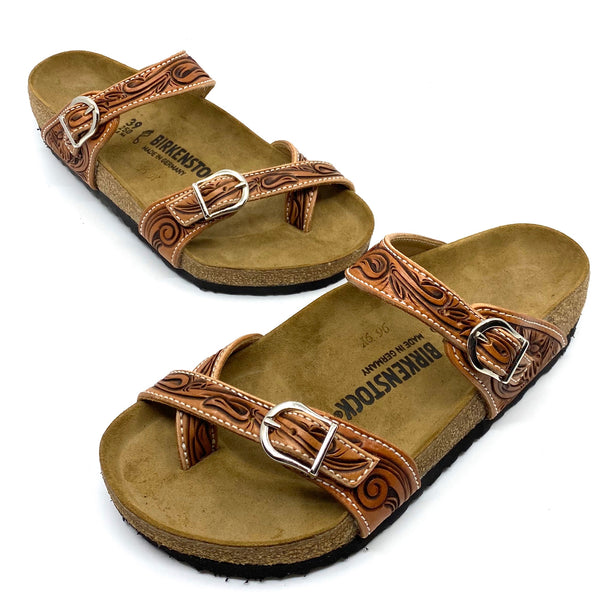 tooled leather birkenstocks