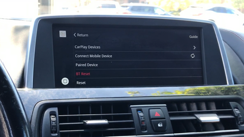 CarPlay sub menu BT reset selected