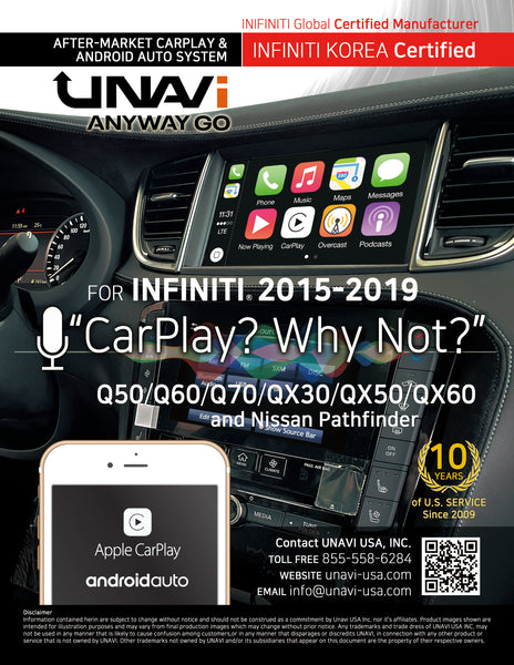 Presidents Day Sale : OEM Certified Wired & Wireless Infiniti CarPlay for  Q60 2014-2019 Android Auto upgrade module – UNAVI USA, Inc.