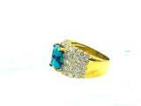 10MM Diamond 2.50 CTS Band Ring with Turquoise VS F-G Color Ring 18Kt