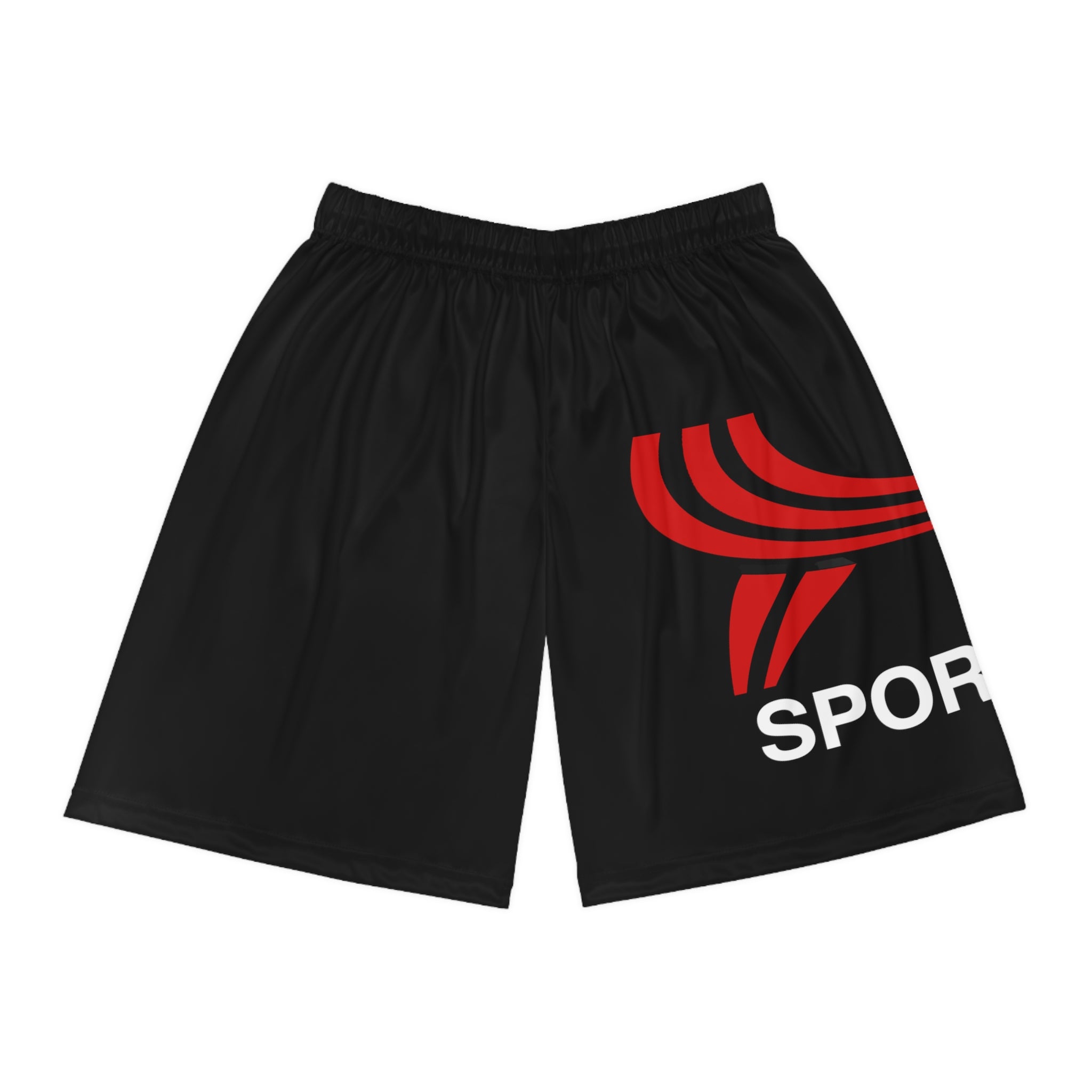 Product Image of RED SPORT LOGO Black Basketball Shorts #1