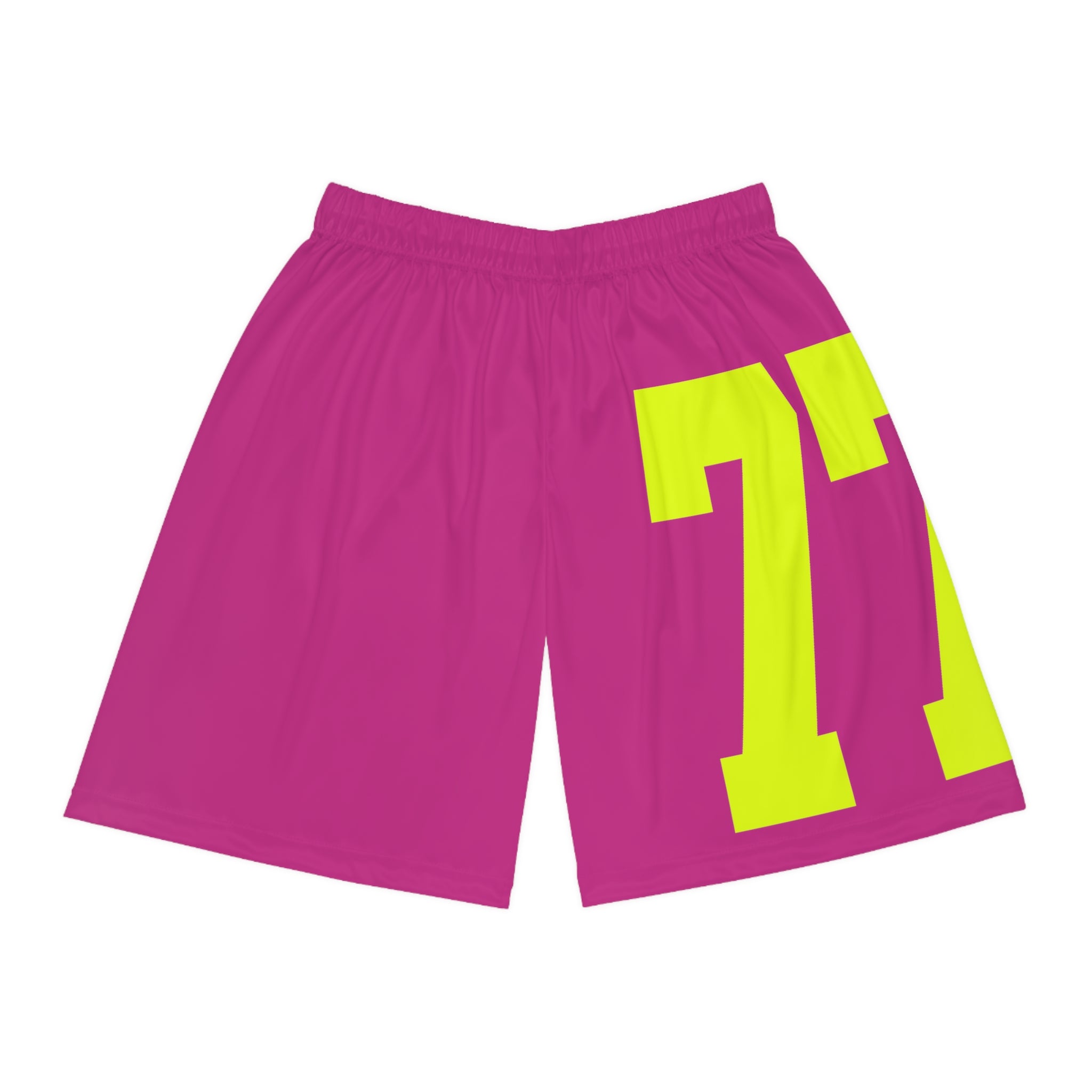 Product Image of PINK/SAFETY GREEN 77 Basketball Shorts #1