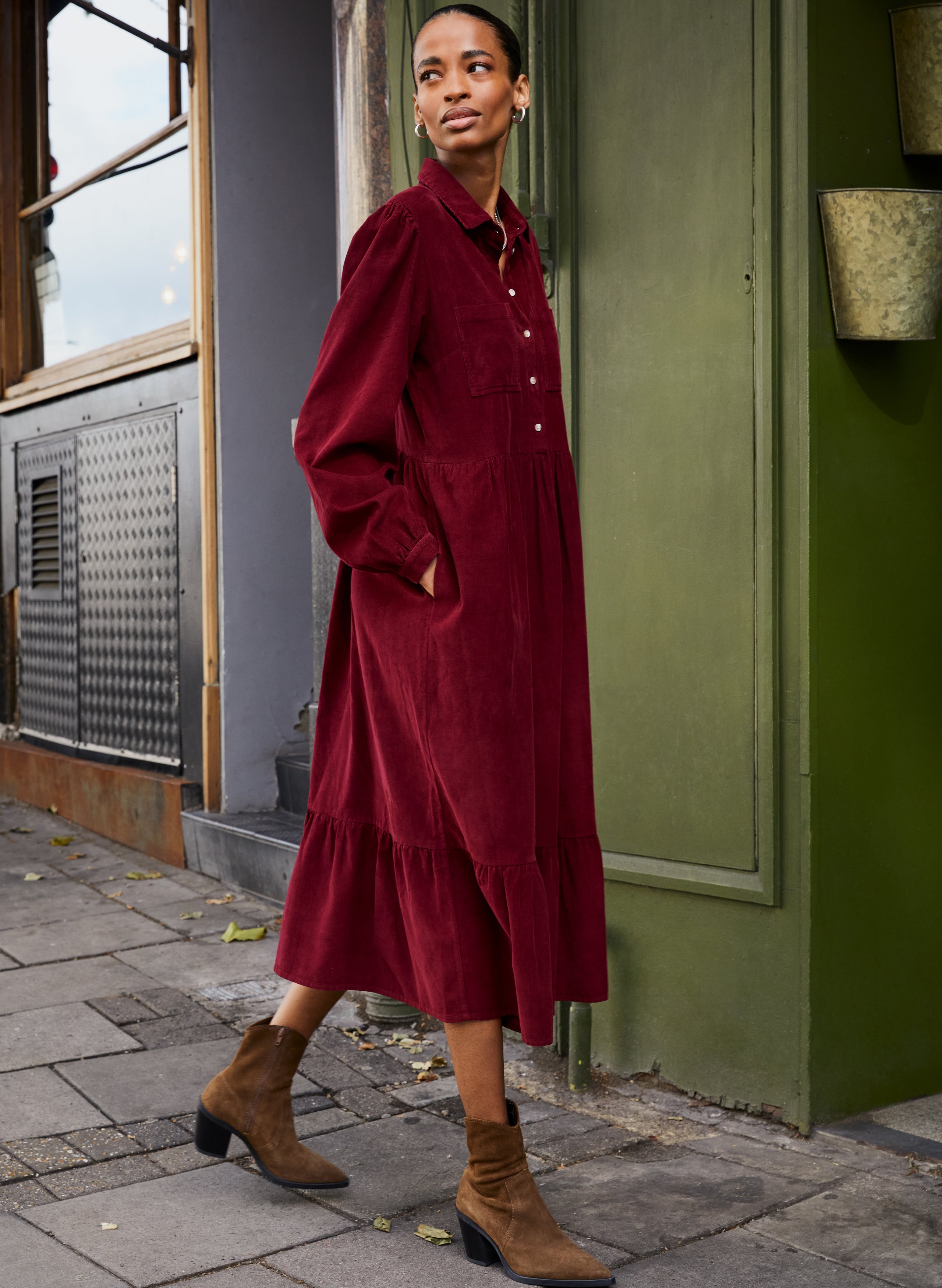 Philippa Organic Corduroy Midi Dress - Baukjen product image