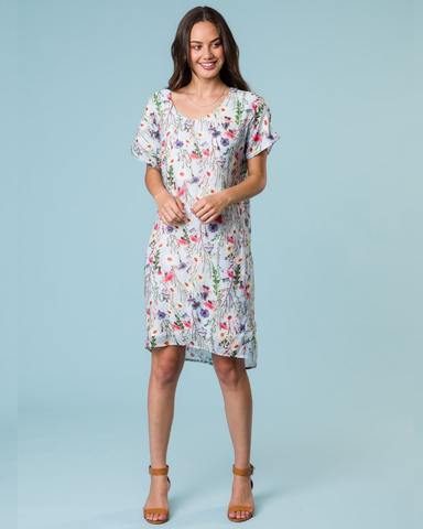 Classified Lucia Lined Dress - Pale Blue Floral
