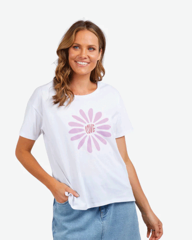 Elm Fresh as a Daisy Tee White