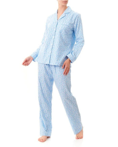 Givoni Blue Floral Cotton Long PJ Set - Wren Blue Floral