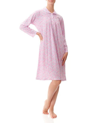 Givoni Poly Cotton Mid Nightie - Emelia Pink Floral