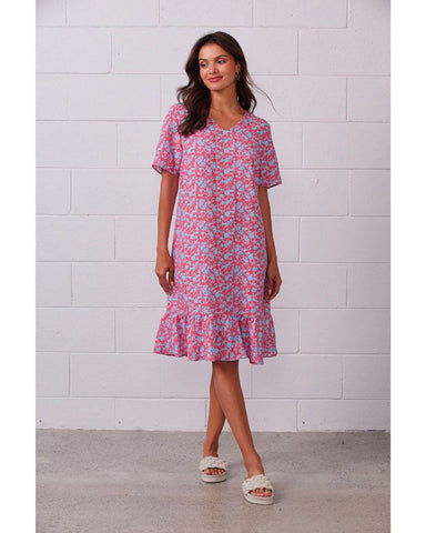 Newport Quinn Dress - Coral Fields Print