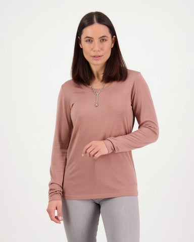 Vassalli Merino Drop Shoulder Pleat Top 4278 Bloom