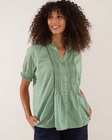 Yarra Trail Apple Green Pin Tuck Shirt