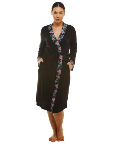 Yuu Rose Lace Black Robe - Black