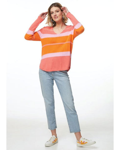 Z P Cotton V Neck Jumper 5515 Coral